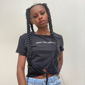 “Don’t text him back black” crop top
